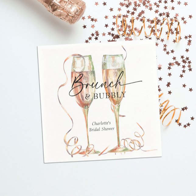 Brunch & Bubbly Champagne Bridal Shower Napkins (Creator Uploaded)