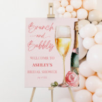 Brunch Bubbly Champagne Bridal Shower Welcome Sign