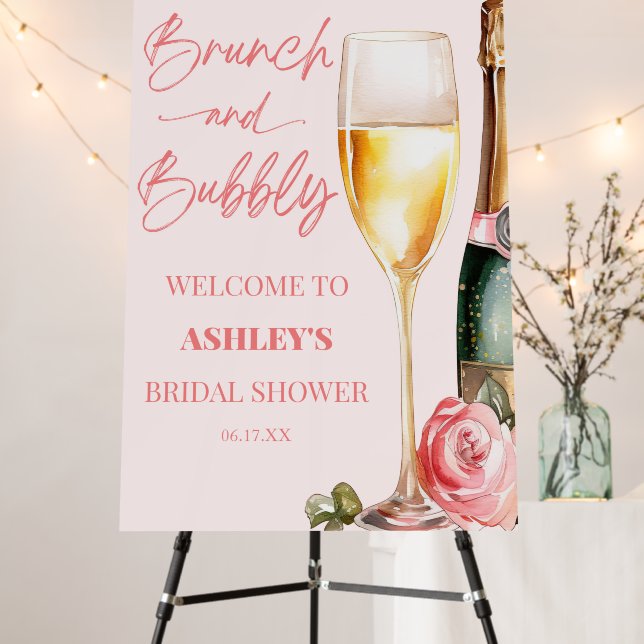 Brunch Bubbly Champagne Bridal Shower Welcome Sign (In Situ (Stand))