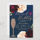 Brunch & Bubbly Champagne Dark Blue Bridal Shower Invitation (Front)