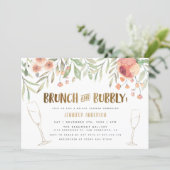 Brunch & Bubbly Champagne & Gold Bridal Shower Invitation (Standing Front)