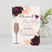 Brunch & Bubbly Champagne Rose Gold Bridal Shower Invitation (Standing Front)