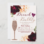 Brunch & Bubbly Champagne Rose Gold Bridal Shower Invitation (Front)