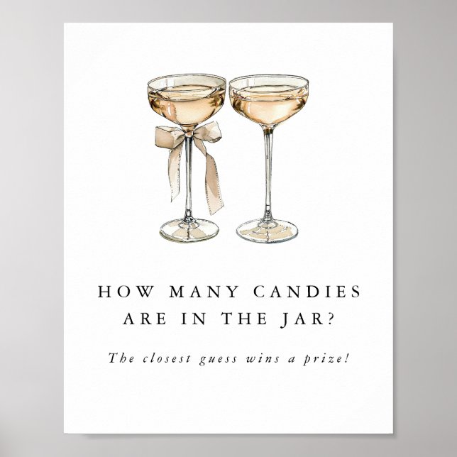 Brunch & Bubbly Champagne Wedding Guessing Game Poster (Front)