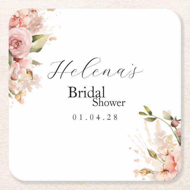 Brunch & Bubbly Coaster | Bridal Shower Floral (Front)