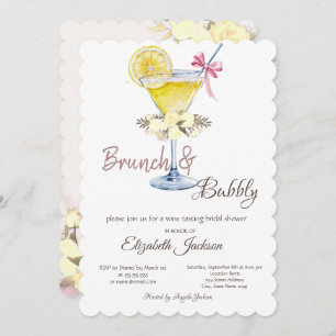 Brunch & Bubbly Cocktail Lemon Roses Invitation