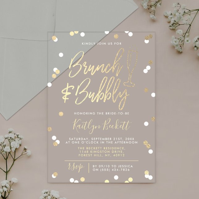 Brunch & Bubbly Confetti Bridal Shower Acrylic Invitations (Creator Uploaded)