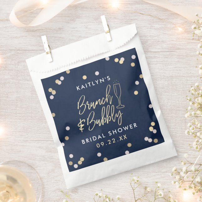Brunch & Bubbly Confetti Bridal Shower Favor Bag (Clipped)