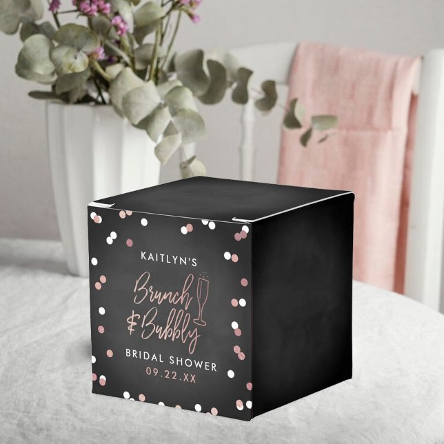 Brunch & Bubbly Confetti Bridal Shower Favor Boxes (Creator Uploaded)