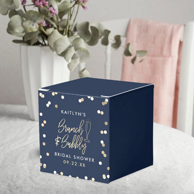 Brunch & Bubbly Confetti Bridal Shower Favor Boxes (Creator Uploaded)