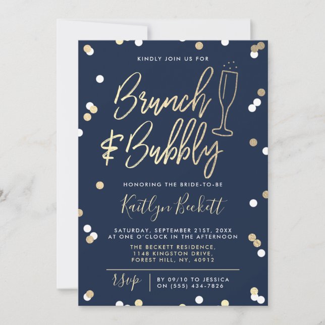 Brunch & Bubbly Confetti Bridal Shower Invitation (Front)