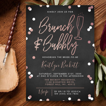 Brunch & Bubbly Confetti Bridal Shower Invitation by Invitation_Republic at Zazzle