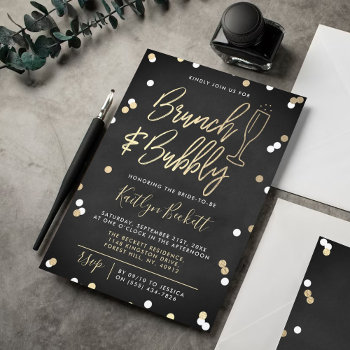 Brunch & Bubbly Confetti Bridal Shower Invitation by Invitation_Republic at Zazzle