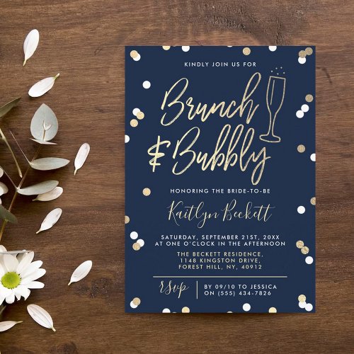 Brunch  Bubbly Confetti Bridal Shower Invitation