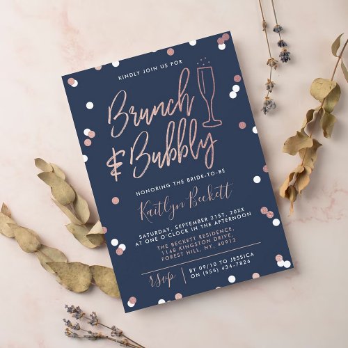 Brunch  Bubbly Confetti Bridal Shower Invitation