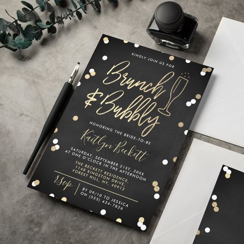 Brunch  Bubbly Confetti Bridal Shower Invitation