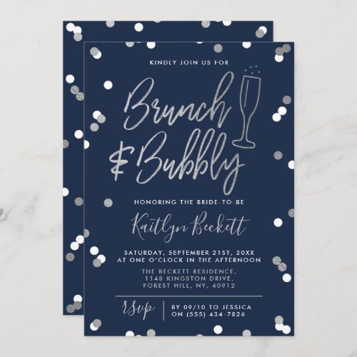 Brunch  Bubbly Confetti Bridal Shower Invitation