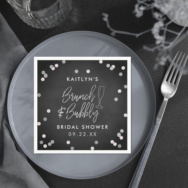 Brunch & Bubbly Confetti Bridal Shower Napkins (Creator Uploaded)