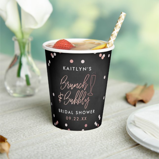 Brunch & Bubbly Confetti Bridal Shower Paper Cups (Insitu)