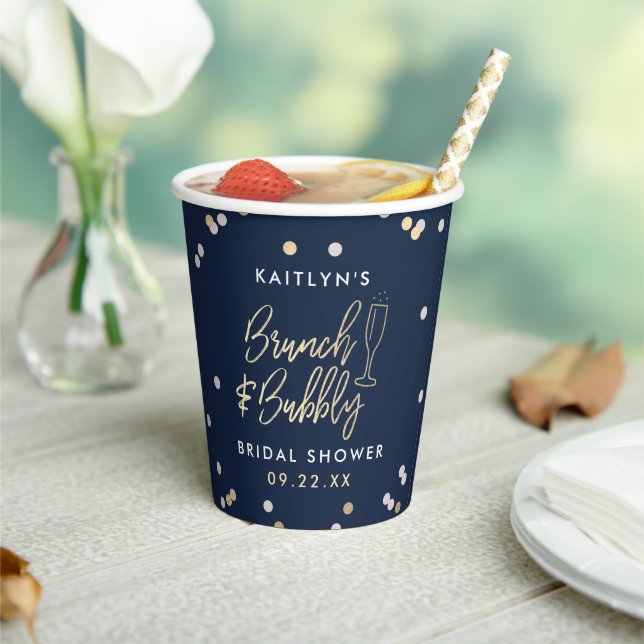 Brunch & Bubbly Confetti Bridal Shower Paper Cups (Insitu)