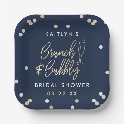 Brunch  Bubbly Confetti Bridal Shower Paper Plates