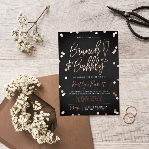 Brunch  Bubbly Confetti Bridal Shower Real Foil Invitation