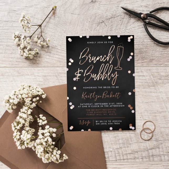 Brunch & Bubbly Confetti Bridal Shower Real Foil Invitation (Creator Uploaded)