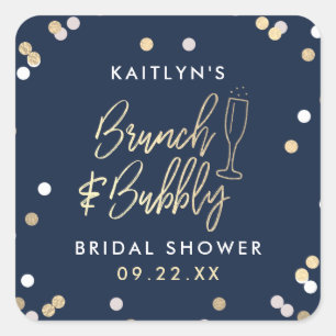 Brunch & Bubbly Confetti Bridal Shower Square Sticker