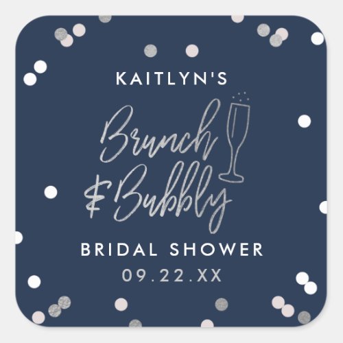 Brunch  Bubbly Confetti Bridal Shower Square Sticker
