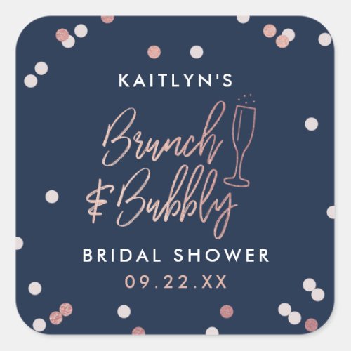 Brunch  Bubbly Confetti Bridal Shower Square Sticker