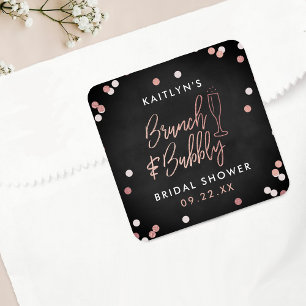 Brunch & Bubbly Confetti Bridal Shower Square Sticker