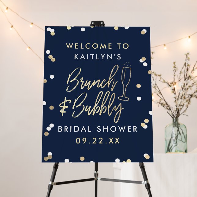 Brunch & Bubbly Confetti Bridal Shower Welcome Foam Board (In Situ (Stand))