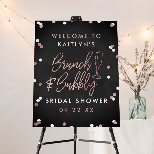 Brunch & Bubbly Confetti Bridal Shower Welcome Foam Board (In Situ (Stand))