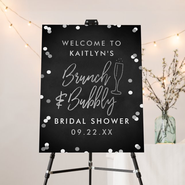 Brunch & Bubbly Confetti Bridal Shower Welcome Foam Board (In Situ (Stand))
