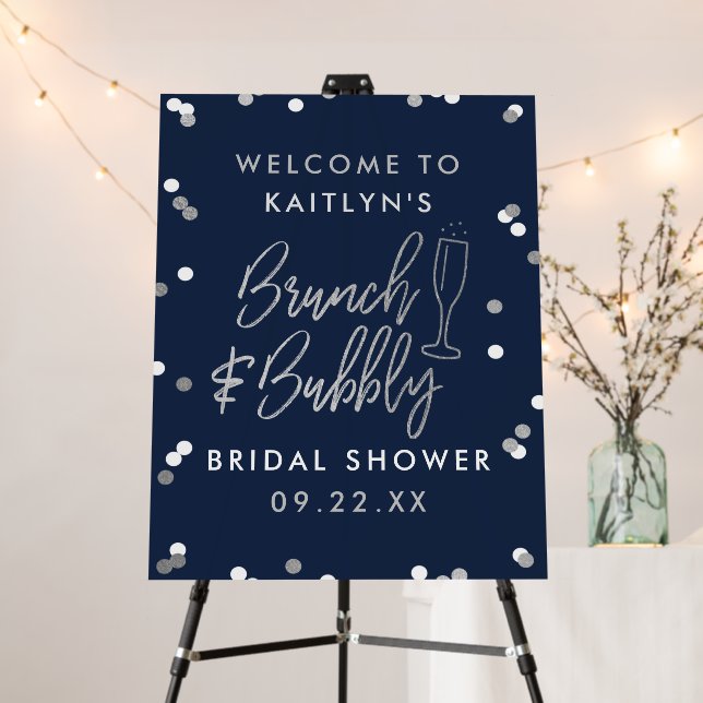 Brunch & Bubbly Confetti Bridal Shower Welcome Foam Board (In Situ (Stand))