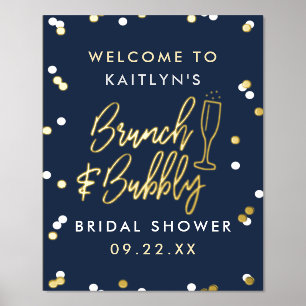 Brunch & Bubbly Confetti Bridal Shower Welcome Foil Prints