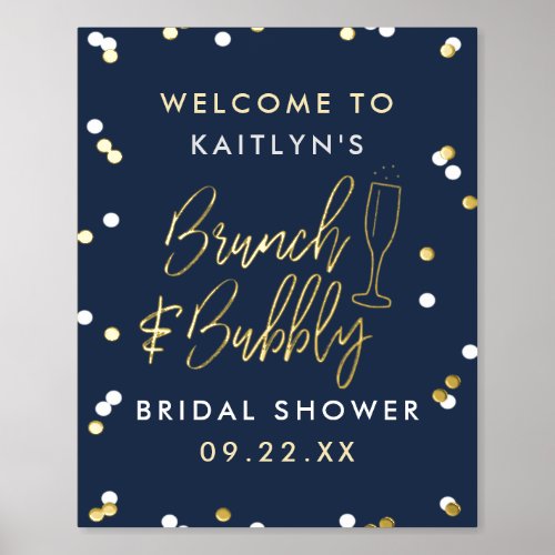 Brunch  Bubbly Confetti Bridal Shower Welcome Foil Prints