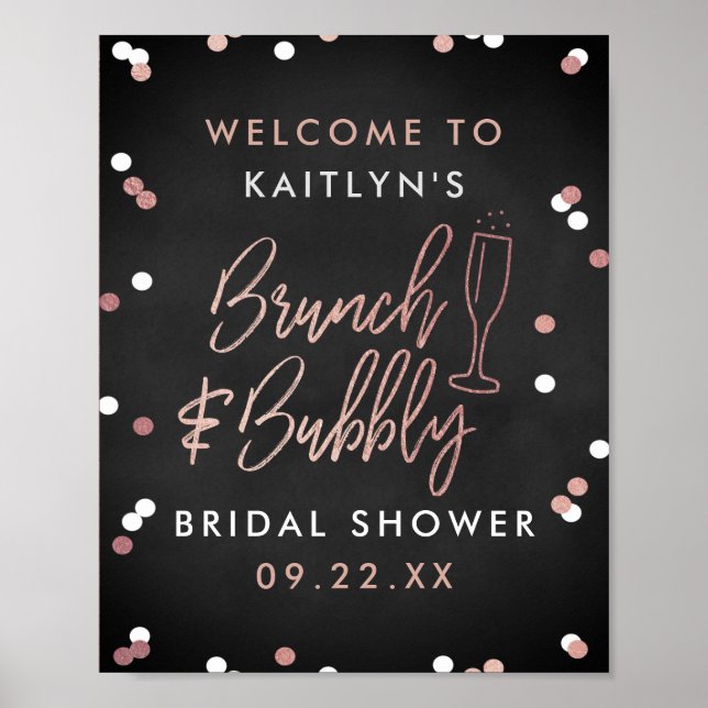 Brunch & Bubbly Confetti Bridal Shower Welcome Poster (Front)