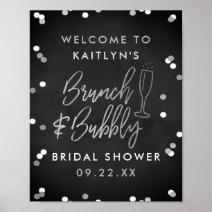 Brunch & Bubbly Confetti Bridal Shower Welcome Poster