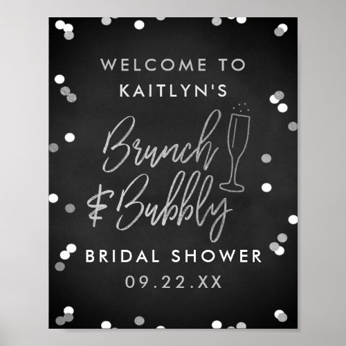 Brunch  Bubbly Confetti Bridal Shower Welcome Poster
