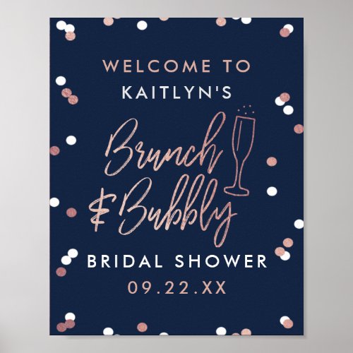 Brunch  Bubbly Confetti Bridal Shower Welcome Poster