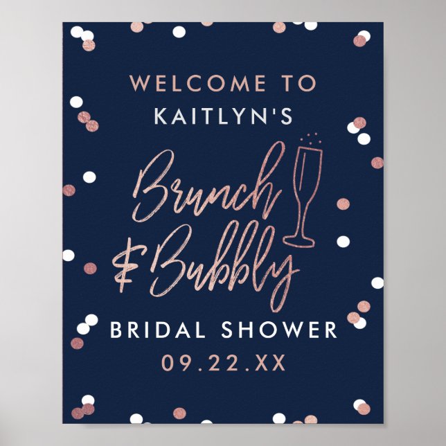 Brunch & Bubbly Confetti Bridal Shower Welcome Poster (Front)