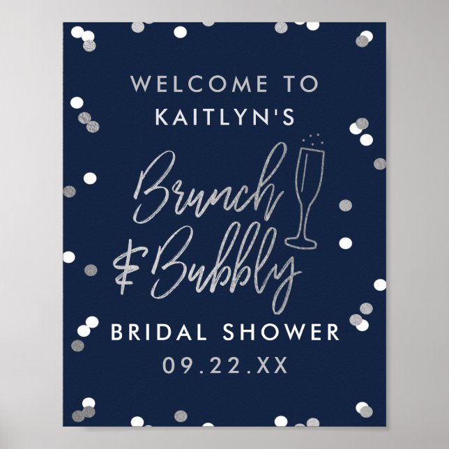 Brunch & Bubbly Confetti Bridal Shower Welcome Poster (Front)