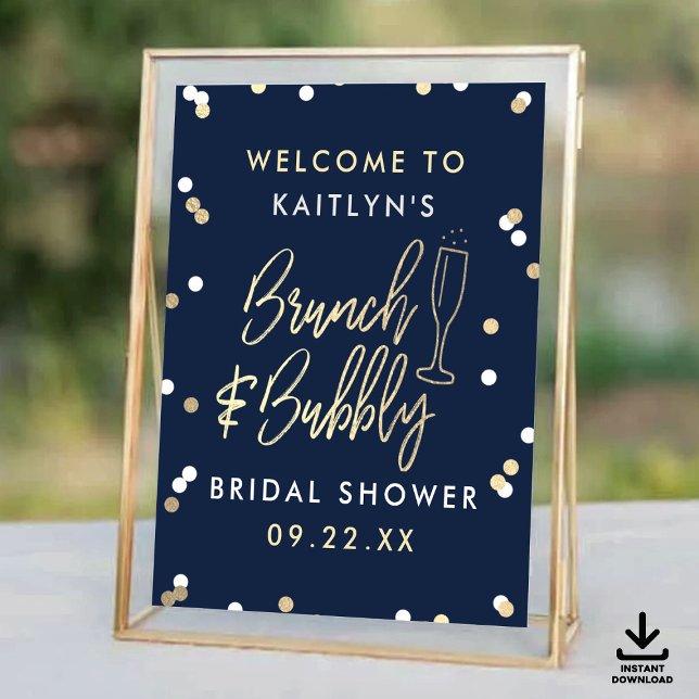 Brunch & Bubbly Confetti Bridal Shower Welcome Poster (Creator Uploaded)