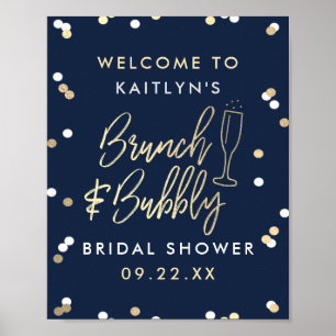 Brunch & Bubbly Confetti Bridal Shower Welcome Poster