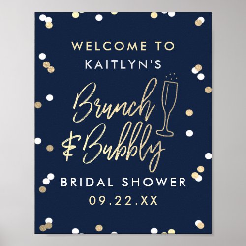 Brunch  Bubbly Confetti Bridal Shower Welcome Poster