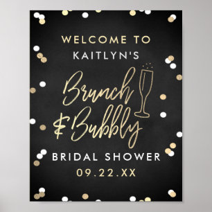 Brunch & Bubbly Confetti Bridal Shower Welcome Poster
