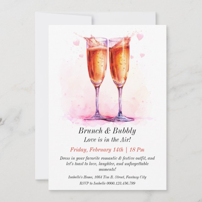 Brunch & Bubbly Customizable Valentine’s Invite (Front)