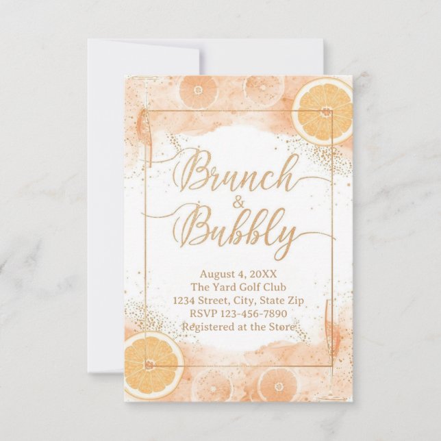 Brunch & Bubbly Details Card – Peach Watercolor (Front)