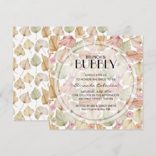 Brunch Bubbly Dried Leaves Bridal Shower Invitation